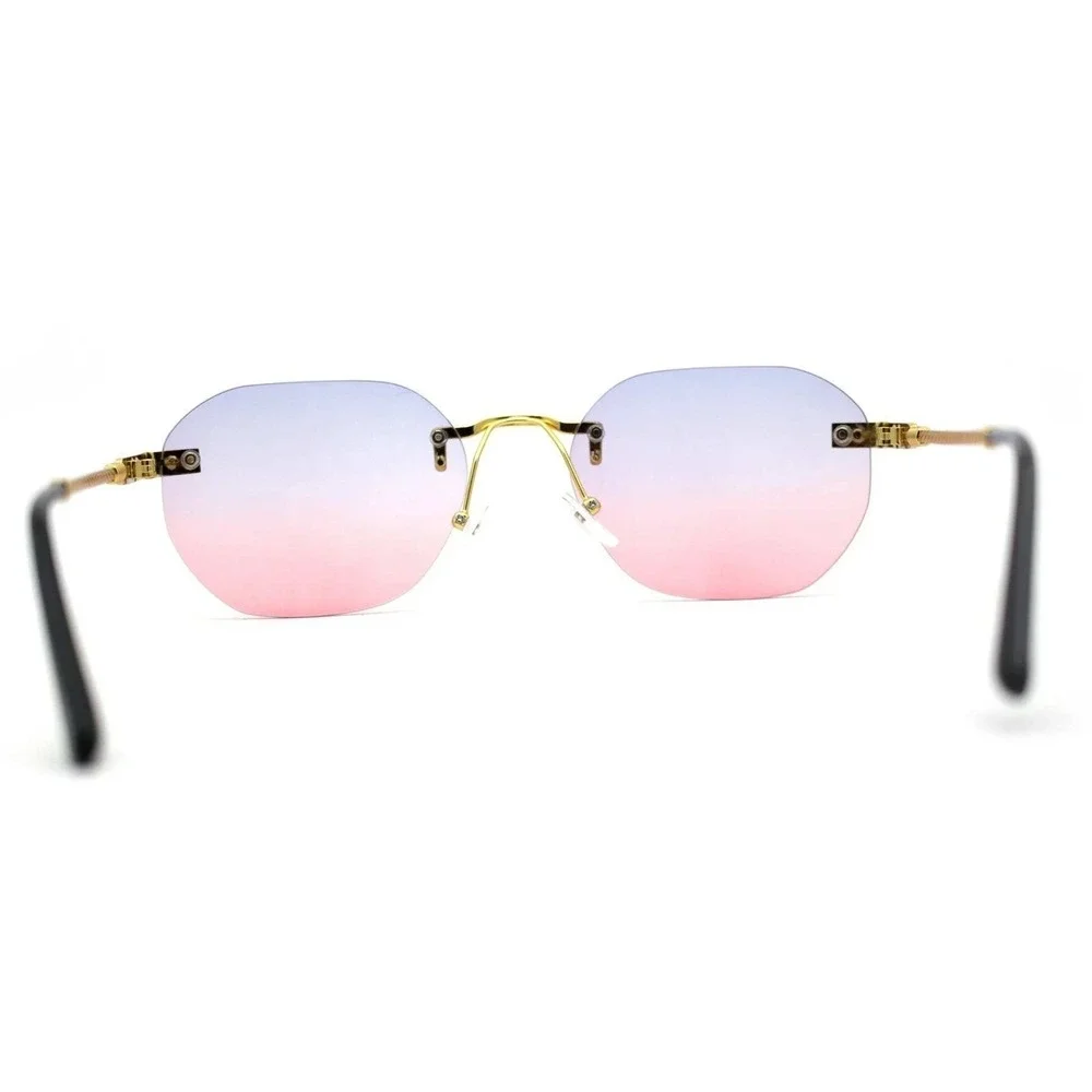 Sunglasses‎ Gold Frame Pink Purple Gradient Lens Retro Classy Uv400 Beach Shades